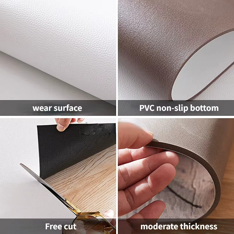 Wasserdichte Küchenbodenmatte in Weiß mit Terrazzo-Marmor-Optik aus PVC-Leder, ölbeständig und fleckresistent für Küche und Balkon - Bild 2