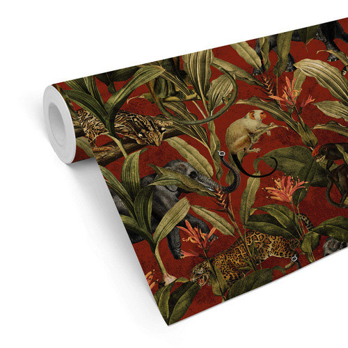 K&L Wall Art Vintage Vliestapete mit Safari-Motiv Elefant Affe Leopard in Mehrfarbig und Matt - Bild 3