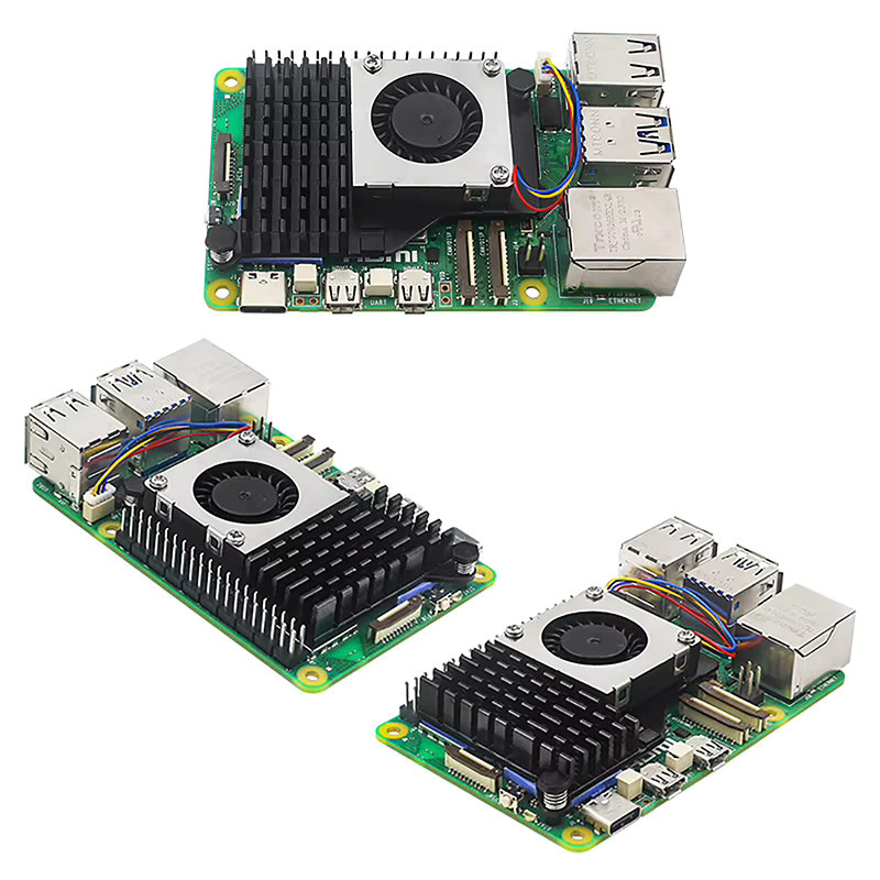 JETTING PWM Lüfter mit Aluminium-Kühlkörper für Raspberry Pi 5, drehzahlverstellbar, Schwarz-Silber-Blau - Bild 2