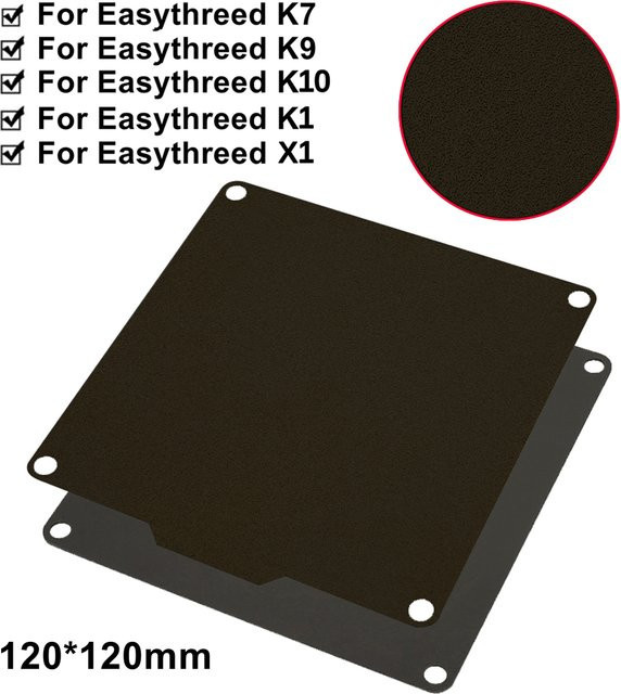 Easythreed Doppelseitige Textur PEI Federstahlplatte mit Magnetbasis für FDM 3D-Drucker K7 K9 K10 K1 X1, Farbe: Schwarz, B/T: 120 x 120 mm - Bild 1