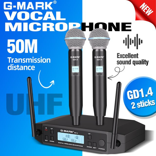 G-MARK GLXD4 Professionelles UHF-Funkmikrofon in Schwarz für Bühne und Live-Konzerte - Bild 1