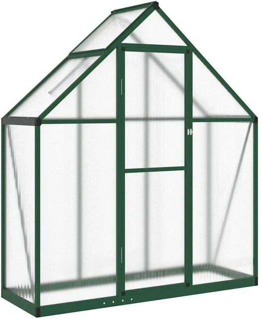 Furnicato Gewächshaus aus Aluminium mit Fundamentrahmen und Polycarbonat in Grün, B/T/H: 169 x 58 x 195 cm - Bild 1