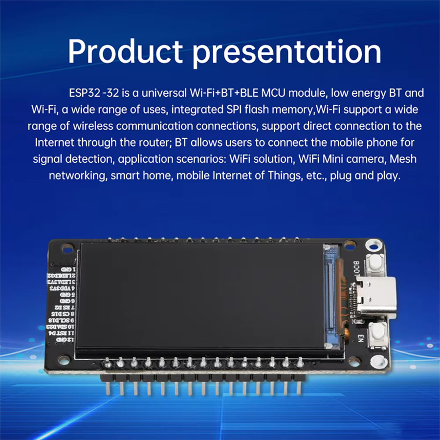 ESP32 Entwicklungsplatine mit 1,9 Zoll LCD-Bildschirm, WiFi und Bluetooth, USB-C Anschluss, Schwarz - Bild 3