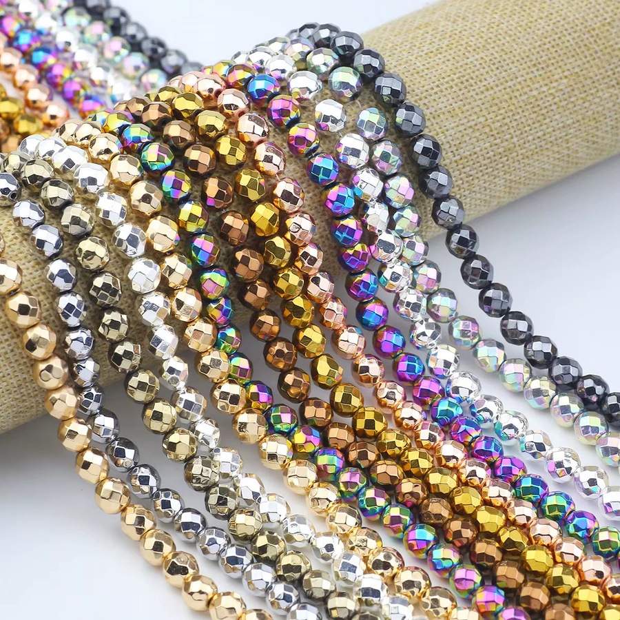 JHNBY Spacer Perlen, Hämatit Naturstein, Runde Cut, DIY Charms Zubehör - Bild 3