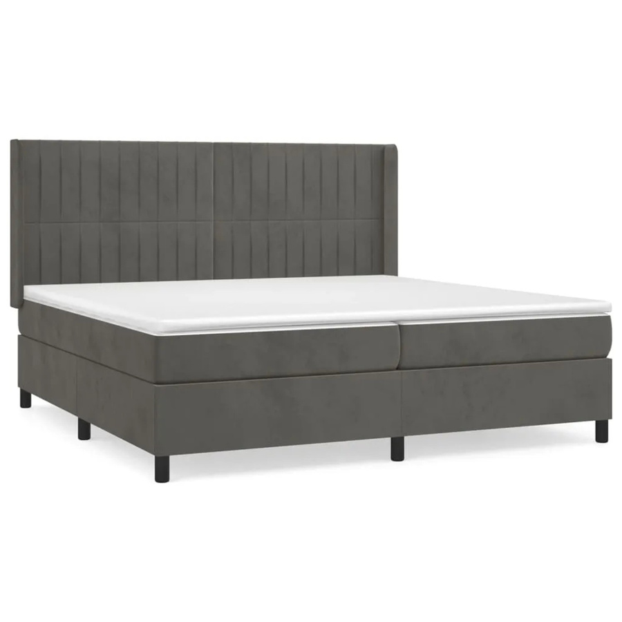 vidaXL Boxspringbett Hybrid mit Matratze und Taschenfederkern aus Samt in Dunkelgrau B/T/H: 200 x 118 x 203 cm - Bild 2