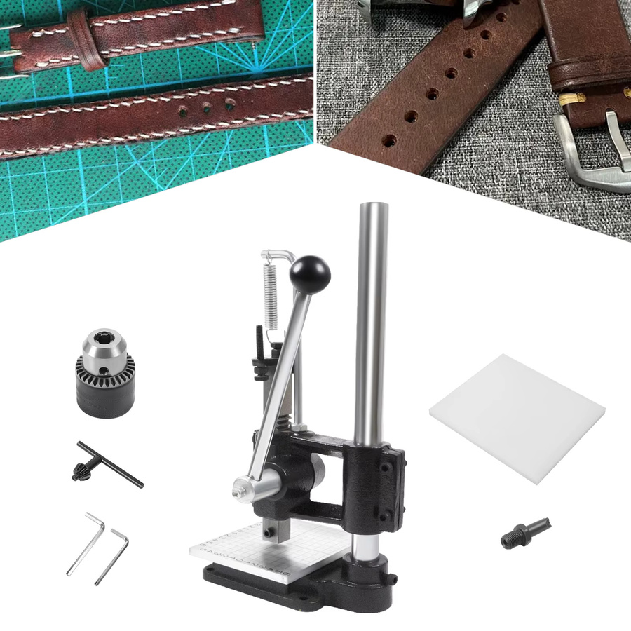 Bymaocar Manuelle Lederprägemaschine aus Gusseisen in Schwarz mit verstellbarer Höhe für DIY-Lederarbeiten - Bild 6