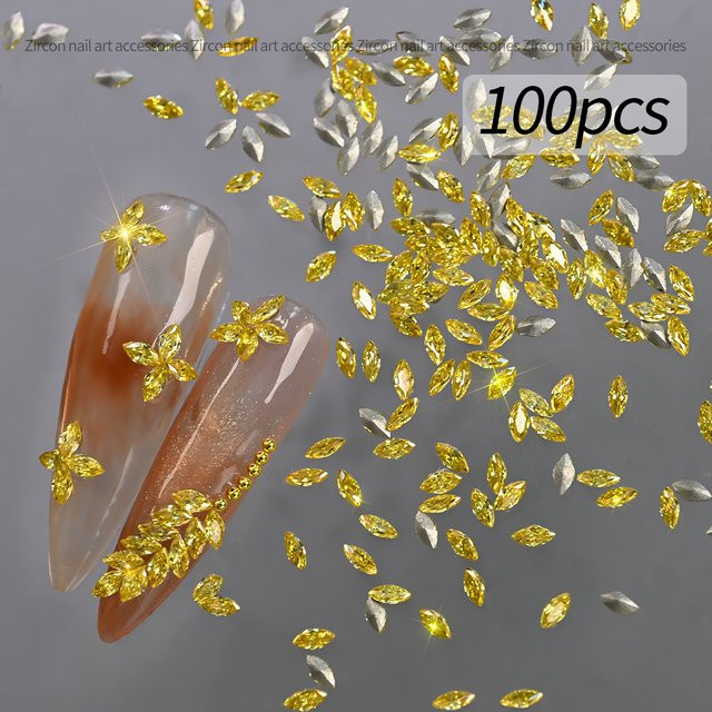 MingLee Nagel Strass, Goldene Zirkon Kristalle, 100 Stück, 3mm - Bild 1