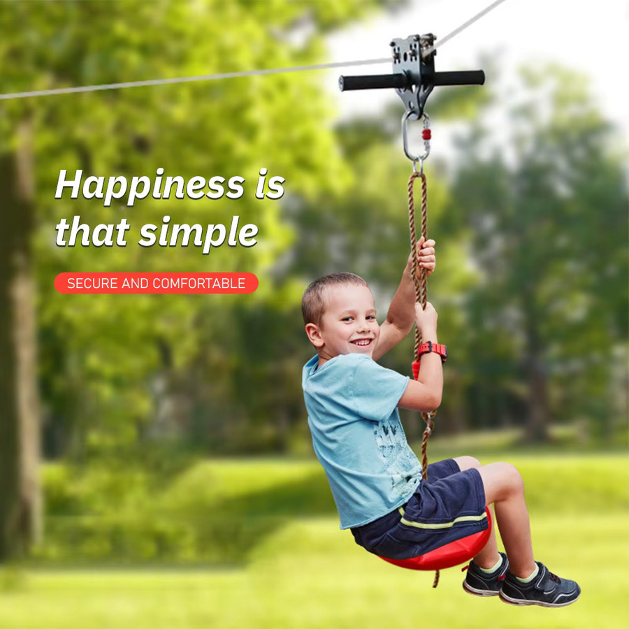 Family Garden Zip Line Kit, Outdoor Zip Line, mit Stahldrahtseil - Bild 5