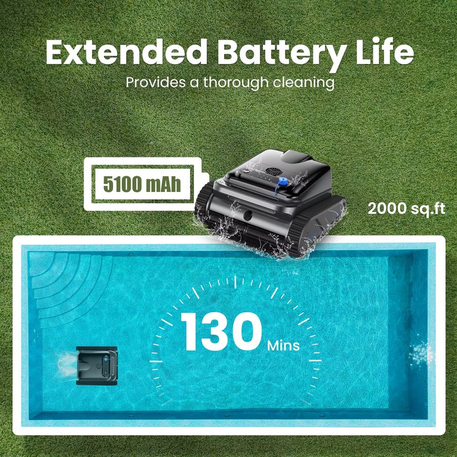 INSE Y50 Automatischer Schwimmbadreiniger Schwarz – Kabelloser Roboterreiniger mit 4 Motoren und Selbstparkfunktion für oberirdische Pools - Bild 4