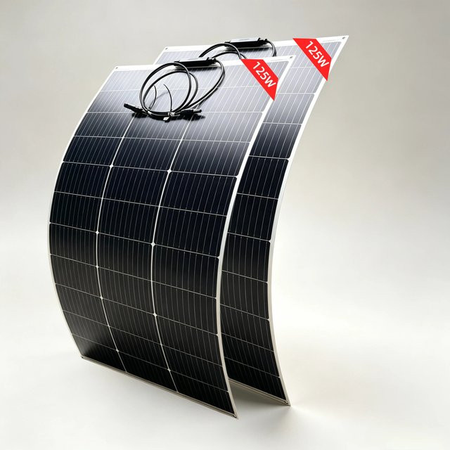 JINGYANGPV 125W Solarpanel mit monokristalliner Solarzelle, 18V flexibles Solarpanel in Schwarz für 12V-Batterien, Wohnwagen, Wohnmobil, Boot und Yacht - Bild 1