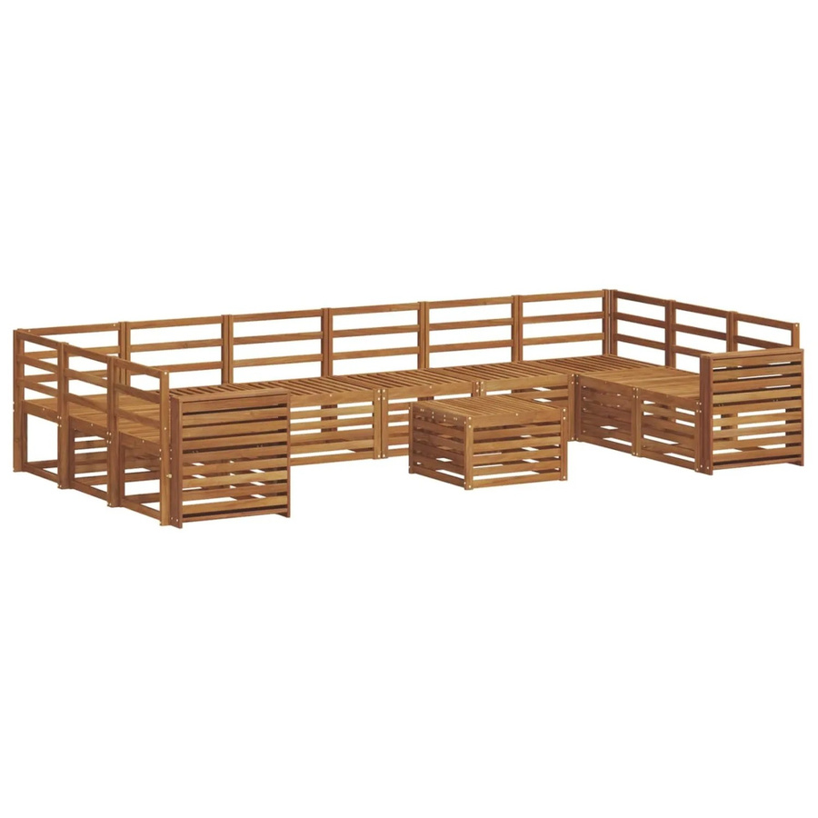 vidaXL Sofagarnitur aus Massivholz Akazie in Braun im U-Form Design mit Tisch, Ecksofas und Sesseln - Bild 2