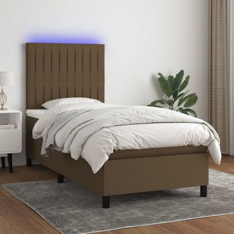 Vidaxl Boxspringbett mit Matratze in Braun aus Stoff und Holzwerkstoff, B/T/H: 90 x 190 x 118 cm - Bild 1
