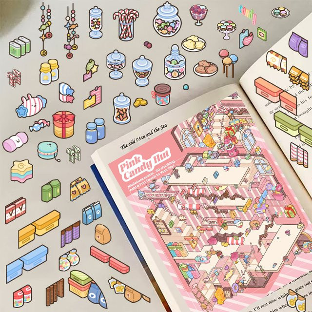 Rosa Candy House Landschaftsbau-Aufkleber, wasserfeste Sticker in Pink und Multicolour für Laptop, Gepäck und Skateboard - Bild 1