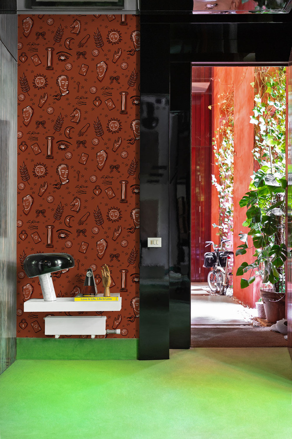 Coordonne Tapete Le Reve in Rot mit surrealistischem Design - Bild 2
