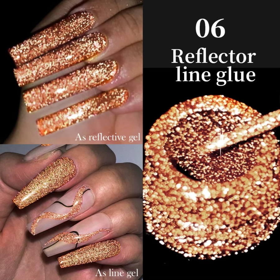 Glitzer-Liner-Gel-Nagellack, Silber und Gold, 6 Stück - Bild 1