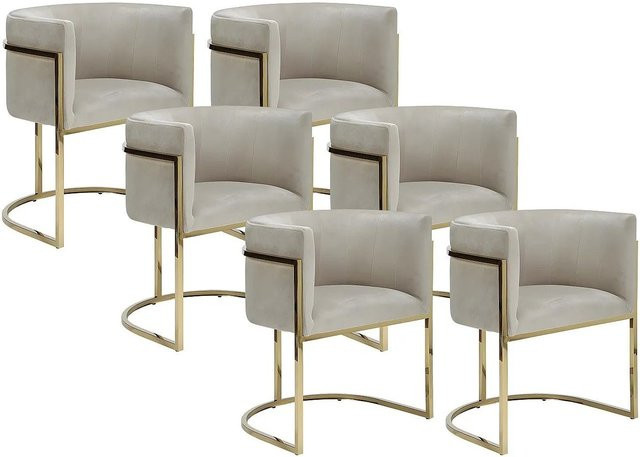 Vente-unique Stuhl Peria in Beige mit Samtbezug und Armlehnen, Breite: 60 cm - Bild 1