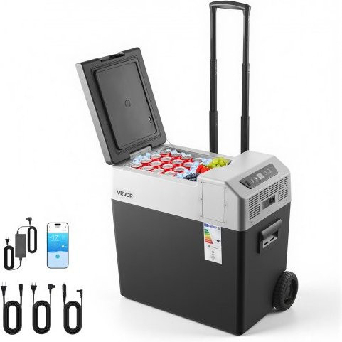 VEVOR Kompressor Kühlbox 50 L mit App-Steuerung und Rädern, Elektrische Gefrierbox für Auto, LKW, Wohnmobil und Camping, 12V/24V DC und 100-240V AC, Temperaturregelung von -22 °C bis 10 °C - Bild 1