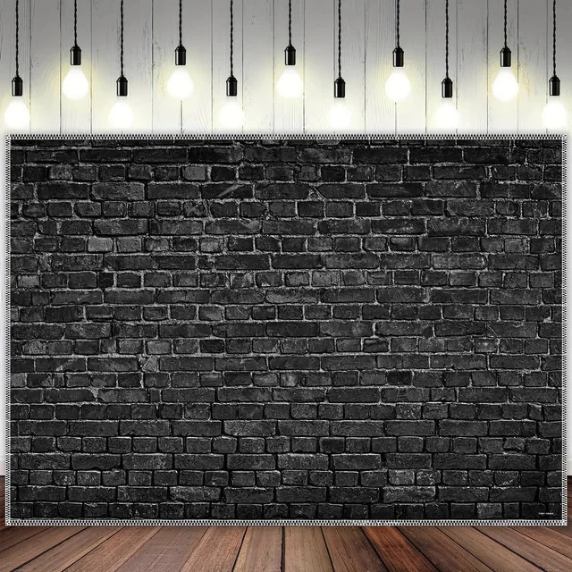 Schwarzer Backstein-Wand-Hintergrund für Halloween und Partys, Breite: 210 cm, Höhe: 150 cm - Bild 1