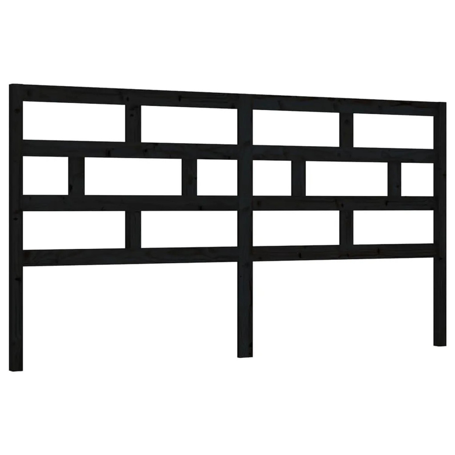 vidaXL Kopfteil aus rustikalem Kiefernholz in Schwarz, B/T/H: 206 x 4 x 100 cm - Bild 2