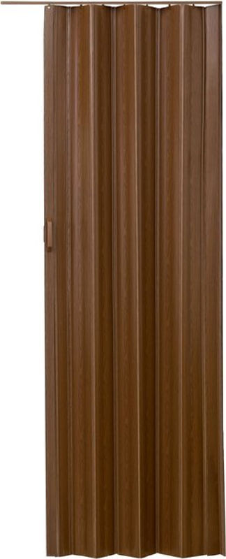 tectake Falttür mit Doppelwandprofil, Schiebegriff und Magnetverschluss, Farbe: Nussbaum, B: 80 cm, H: 203 cm - Bild 1