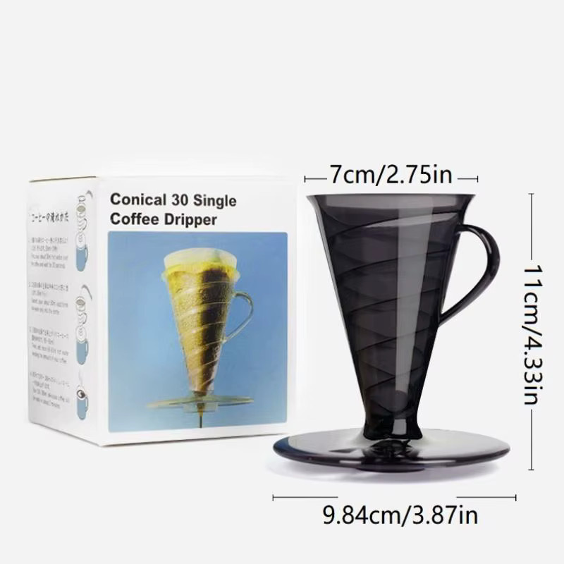 Wiederverwendbarer konischer Kaffeefilter von YOWEI mit Spiral-Design aus Kunststoff, Pour-Over Kaffeetrichter in Schwarz oder Transparent - Bild 3