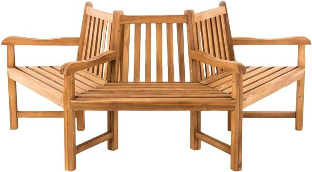 DELUKE Baumbank HANIM aus Teakholz in Braun, halbrunde Gartenbank mit Lehne, B/T/H: 200 x 100 x 90 cm - Bild 1