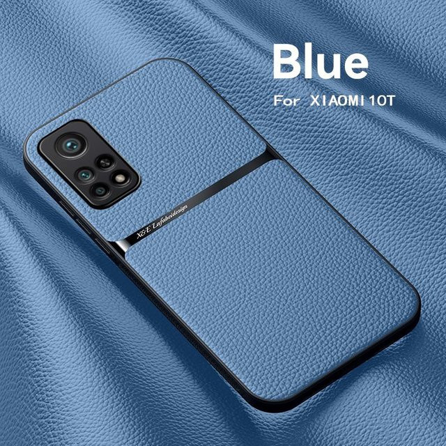 Xiaomi Mi 10T Pro Luxus Leder Hülle mit magnetischer Autohalterung in Blau - Bild 1