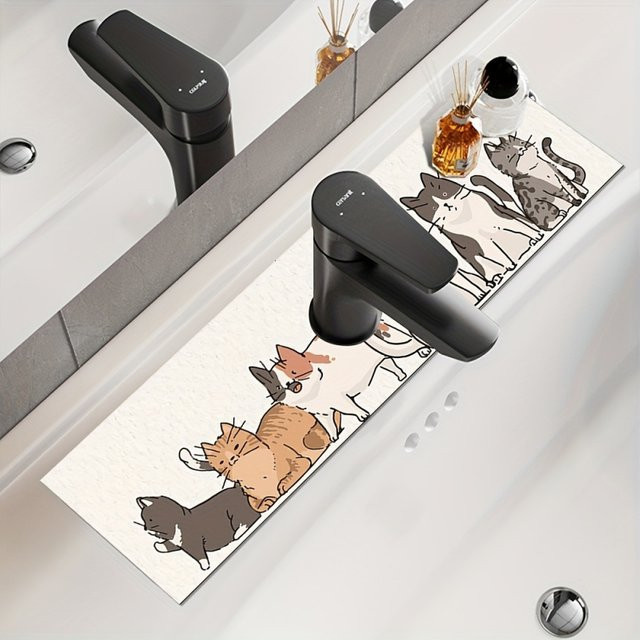 VIKAMA Abflussmatte mit Katzenmotiv für das Badezimmer, multicolour - Bild 1