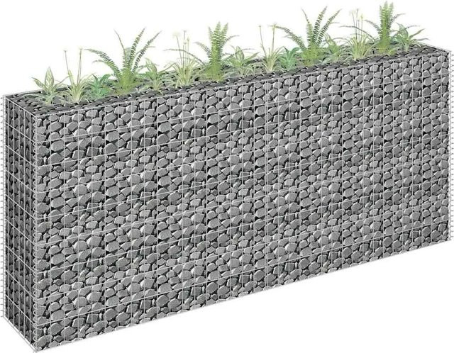DELUKE Gabionen Hochbeet ROON aus verzinktem Stahl in Silber, B/T/H: 180 x 30 x 90 cm - Bild 1