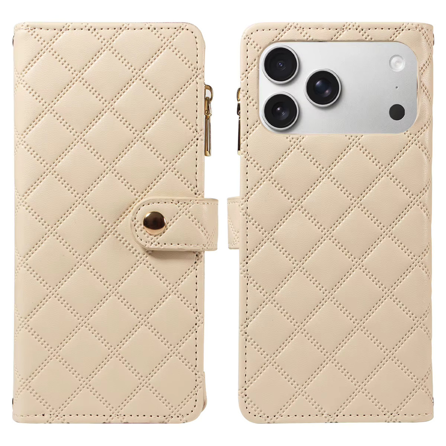 Beige Kunstleder Handyhülle als Wallet Cover für Samsung Galaxy S25 S24 S23 S22 S21 S20 S10 S9 S8 Ultra Plus FE Serie mit Anti-Drop Schutz - Bild 2