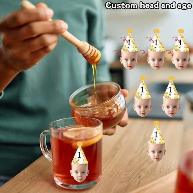 40 Stück Personalisierte Gesichtsaufkleber für den 1. Geburtstag von Cyuan, Individuelle Foto-Sticker für Kleinkind-Partys - Bild 1