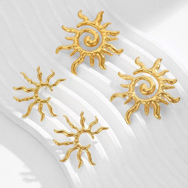 Loe Sonnenblumen-Ohrringe Edelstahl, Gold, Damen - Bild 1