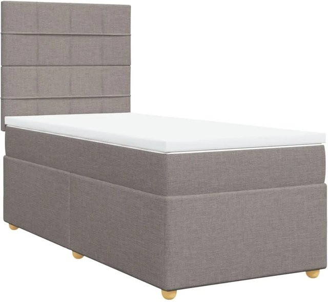 vidaXL Boxspringbett mit Matratze Hybrid-Design in Taupe mit USB-Ladeport und Unterbettbeleuchtung B/T/H: 90 x 190 cm - Bild 1