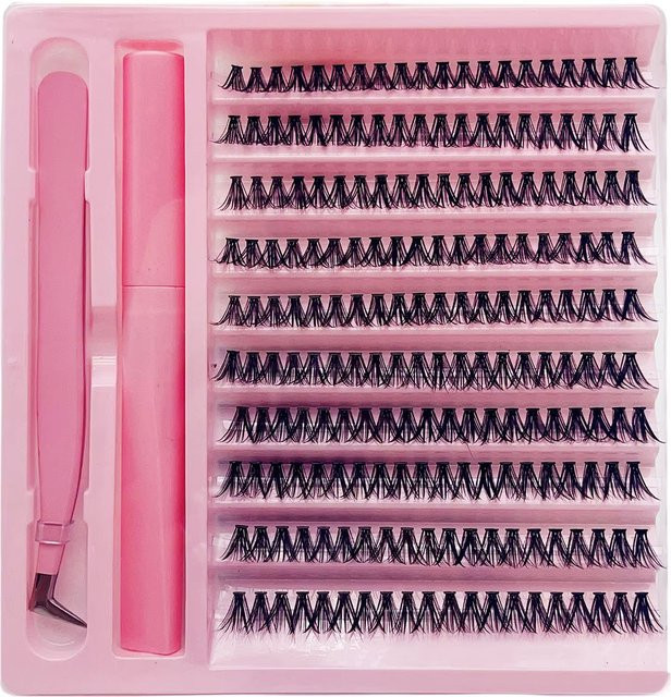 JIEFUXIN Wimpernverlängerungs-Set, 200 Stück Wimpernbüschel, D-Curl, Unisex - Bild 1