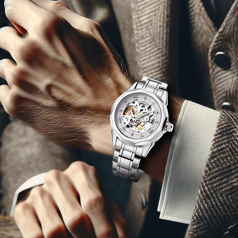 CAROTIF Armbanduhr Edelstahl, Automatik, Silber, Herren - Bild 5