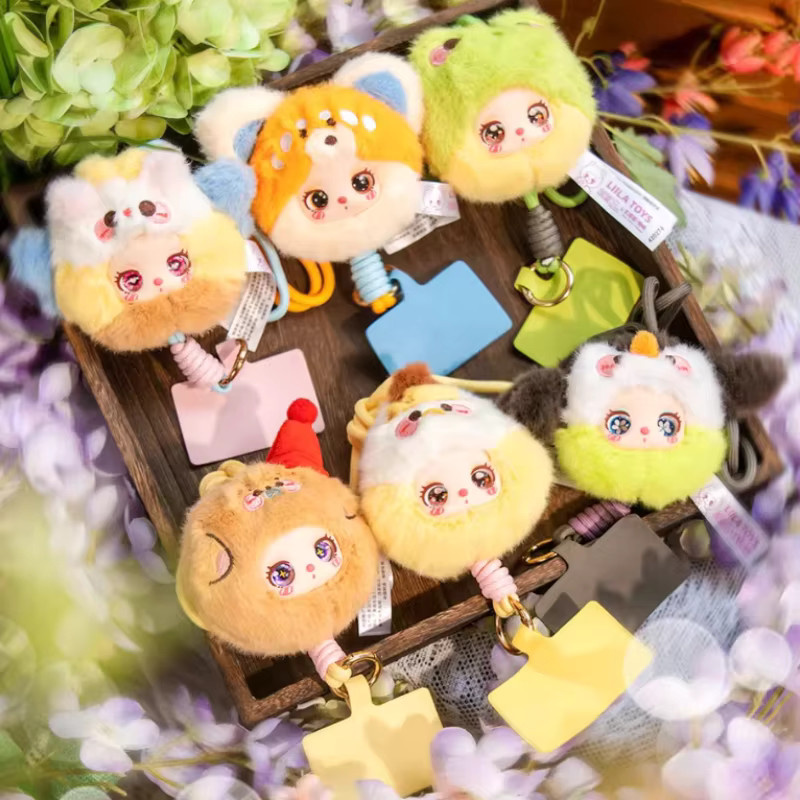 52TOYS Baby Three Liila'S Mini Zoo Handy-Lanyard-Serie Blind Box, Plüschtierkopf-Puppen, Handyband, bunt - Bild 5