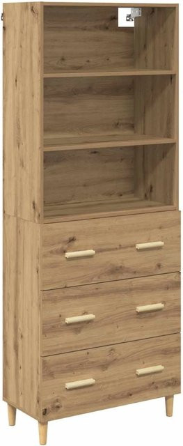 vidaXL Highboard Artisan-Eiche in Braun mit Schubladen und Regalen, B/T/H: 69,5 x 32,5 x 180 cm - Bild 1