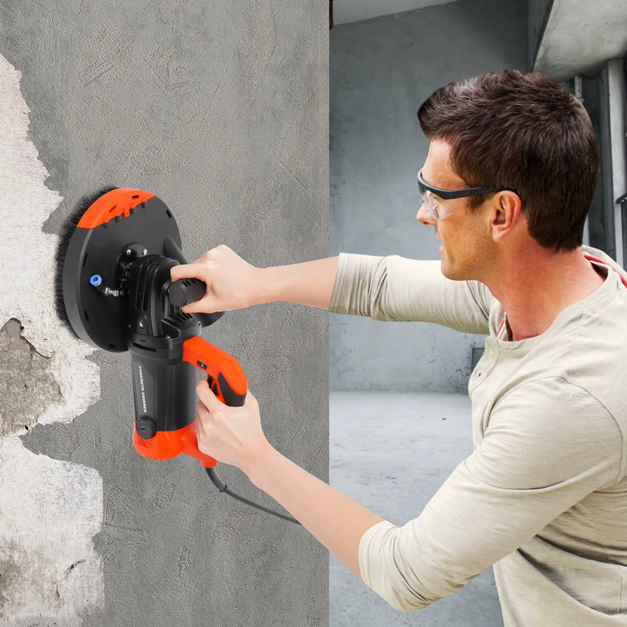 Staubfreier Betonschleifer mit 5000 W Leistung und Wasserkühlung, Flachschleifmaschine in Schwarz, Rot und Orange - Bild 3