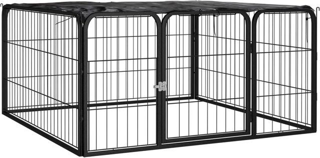 Vidaxl Hundezwinger aus Stahl mit 4 Panelen in Schwarz, Breite: 100 cm, Tiefe: 50 cm - Bild 1