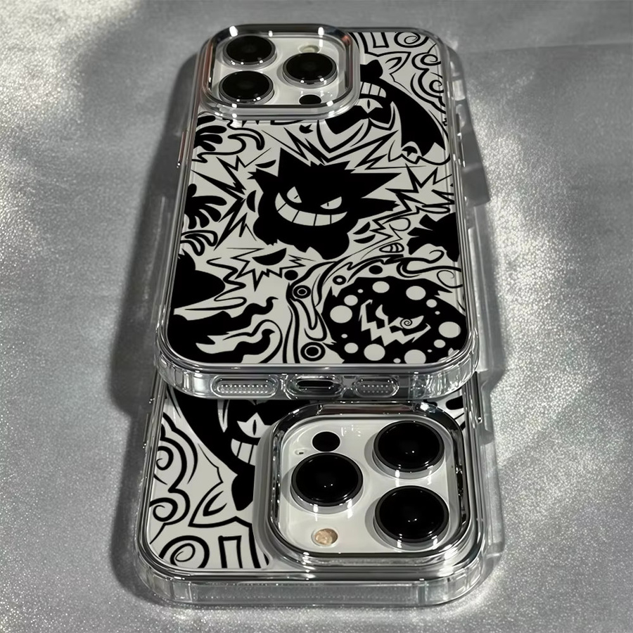 Aurbe Handyhülle Gengar P-Pokémon Transparent mit silbernem Linsenrahmen für iPhone 17 16 15 14 13 12 11 Pro Max und 16E - Bild 3