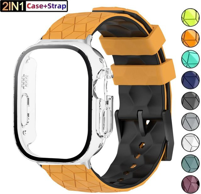 FancyWrist Uhrenarmband und Hülle Silikon, Fußballmuster, Apple Watch - Bild 1