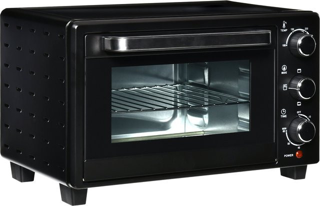 HOMCOM Minibackofen 21L in Schwarz und Silber mit Edelstahl und Glas, 1400W, B/T/H: 46,4 x 38,0 x 28,5 cm - Bild 1