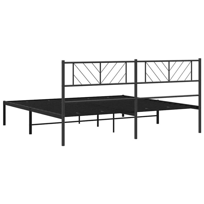 Vidaxl Metall-Bettgestell mit Kopfteil im Industrial-Design, Schwarz, B: 183 cm, H: 213 cm - Bild 2