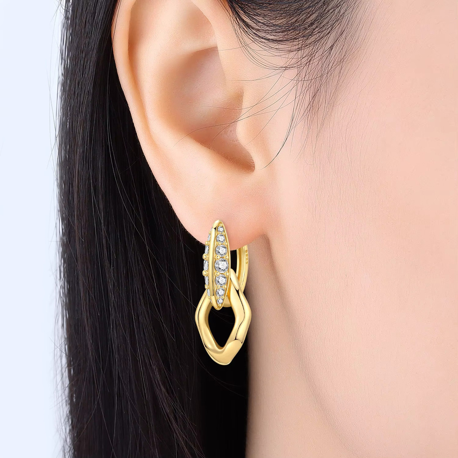 PANPOKI Tropfenohrringe, 925 Silber, 18 Karat Gold, Damen - Bild 2