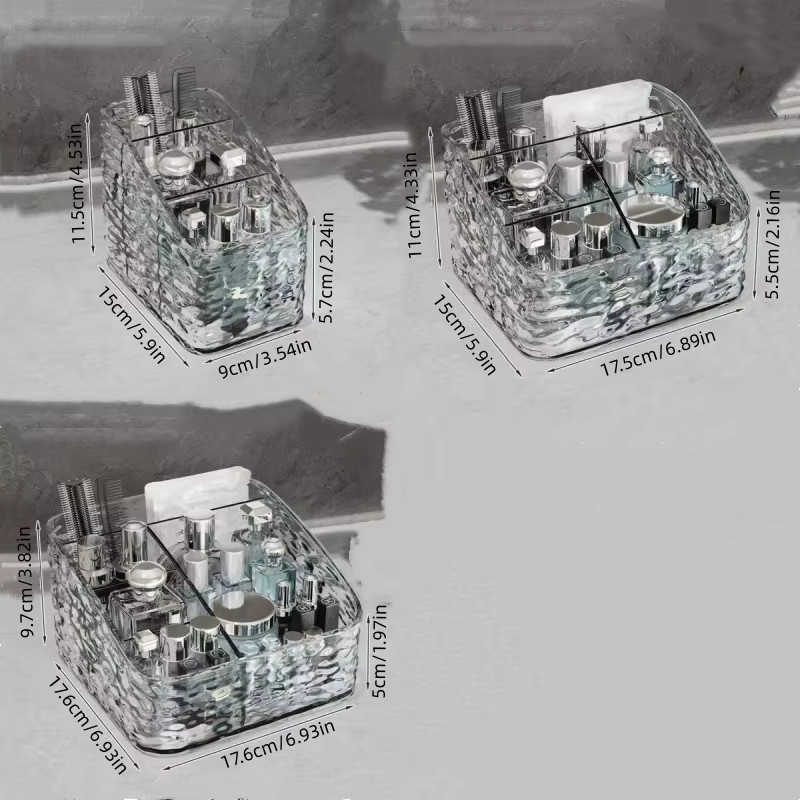 Luxuriöse trapezförmige Acryl-Aufbewahrungsbox für deinen Schreibtisch und Kosmetik, transparent - Bild 2