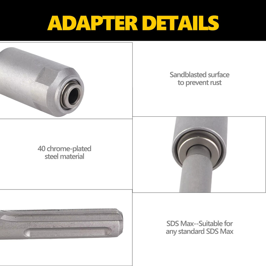 Qiilu SDS Max zu SDS Plus Adapter aus Edelstahl in Silber - Bild 2