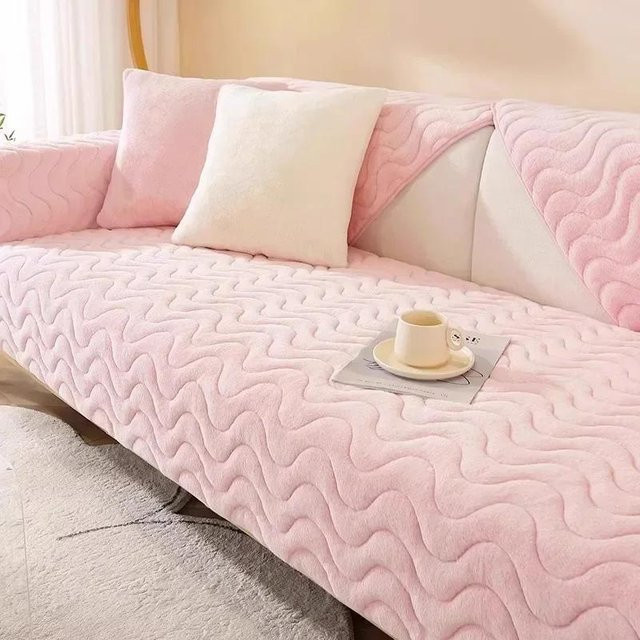 Warme Plüsch Sofa Matte von Your Warm Home in Pink, rutschfest und verdickt, B/T: 120 x 70 cm - Bild 1