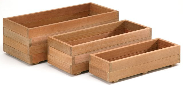 Rechteckiger Blumenkasten aus Hartholz B/T/H: 70 x 25 x 16 cm - Bild 1