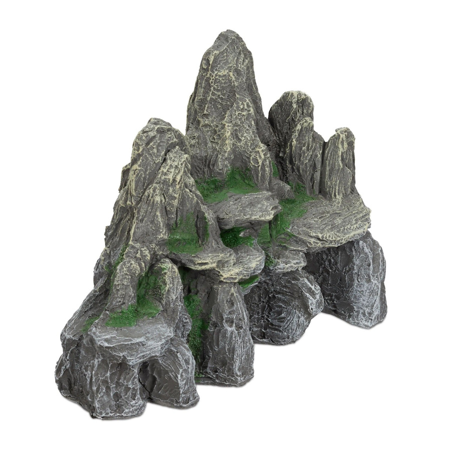 Relaxdays Aquarium Deko Fels aus Polyresin in Graugrün mit Höhlen, B/T/H: 21 x 24 x 14 cm - Bild 2