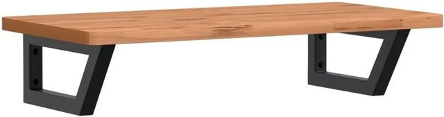 vidaXL Waschbeckenregal zur Wandmontage aus Stahl und Massivholz Buche in Braun-schwarz - Bild 1